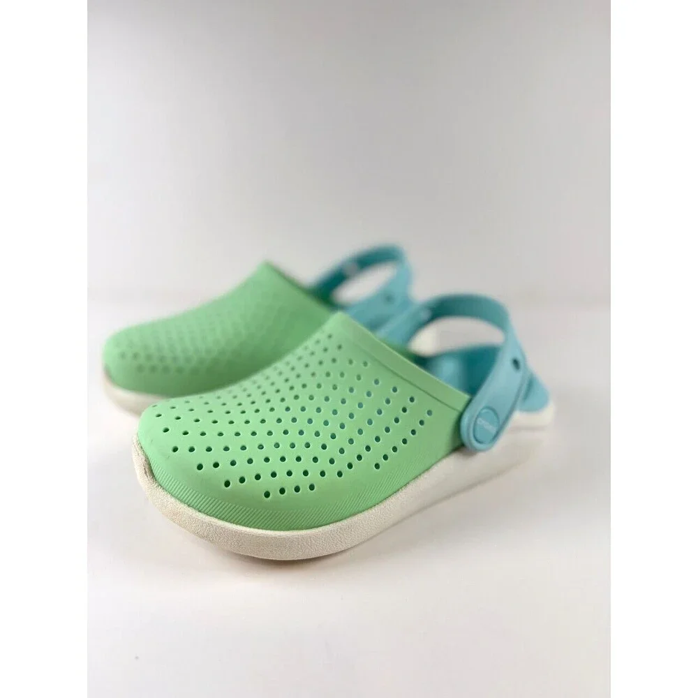 Crocs Literide Clog Kids Sandals Green Blue Water Slip On Outdoor Casual Size 1